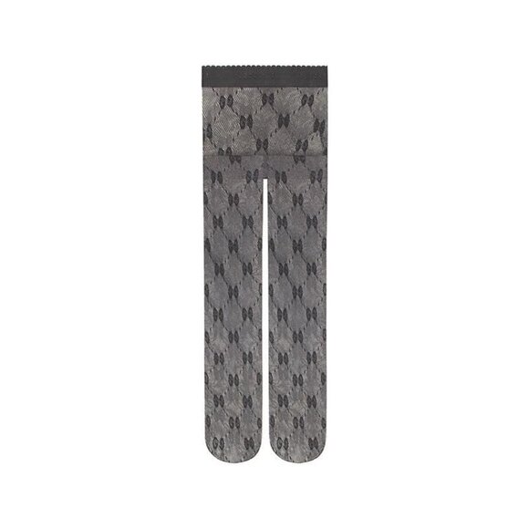 NWT Gucci Knit GG Logo Net Tights in Grey Graphite Shimmer Sz M - Picture 2 of 8